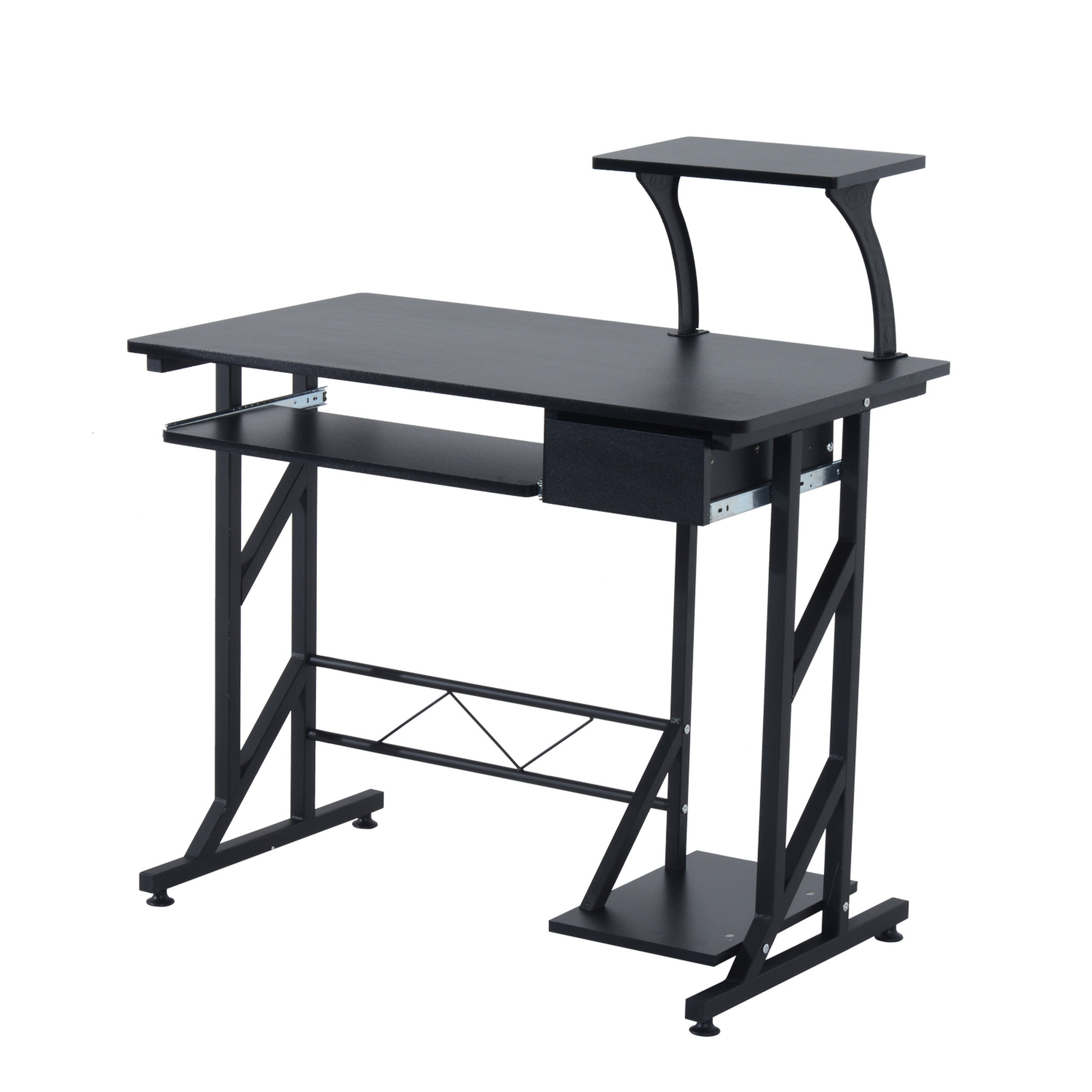 Voir la diapositive 1 : HOMCOM Bureau informatique design en mdf 90 l x 50 i x 95h cm noir
