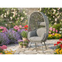 Voir la diapositive 2 : JARDIDECO Fauteuil de jardin sur pieds œuf de jardin en résine tressée gris clair Palermo - Jardideco