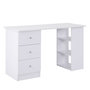 Voir la diapositive 1 : HOMCOM Bureau informatique multimédia multi-rangements 3 tiroirs 2 étagères 120L x 49l x 72H cm blanc