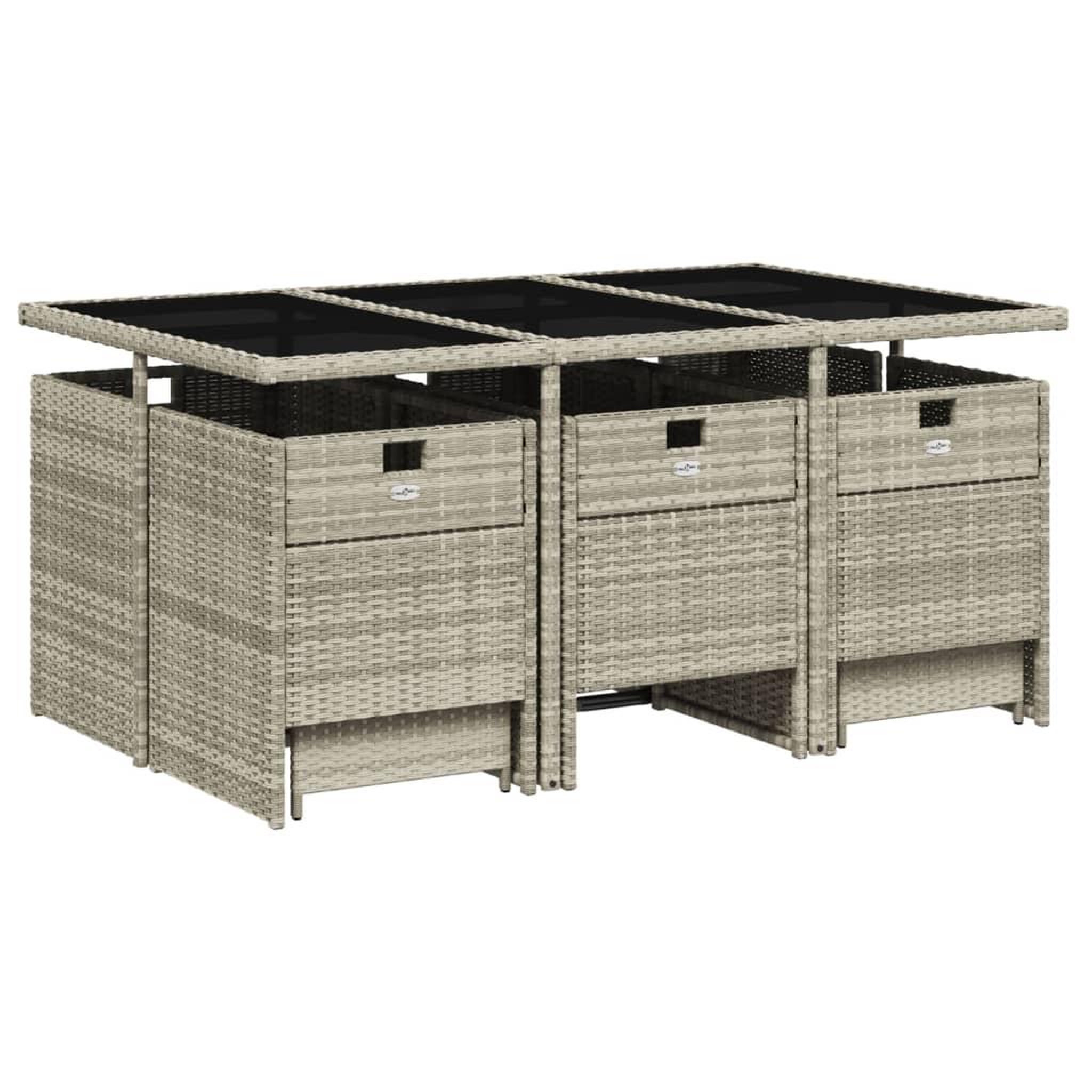 Voir la diapositive 3 : VIDAXL Ensemble a manger de jardin 11pcs avec coussins gris poly rotin