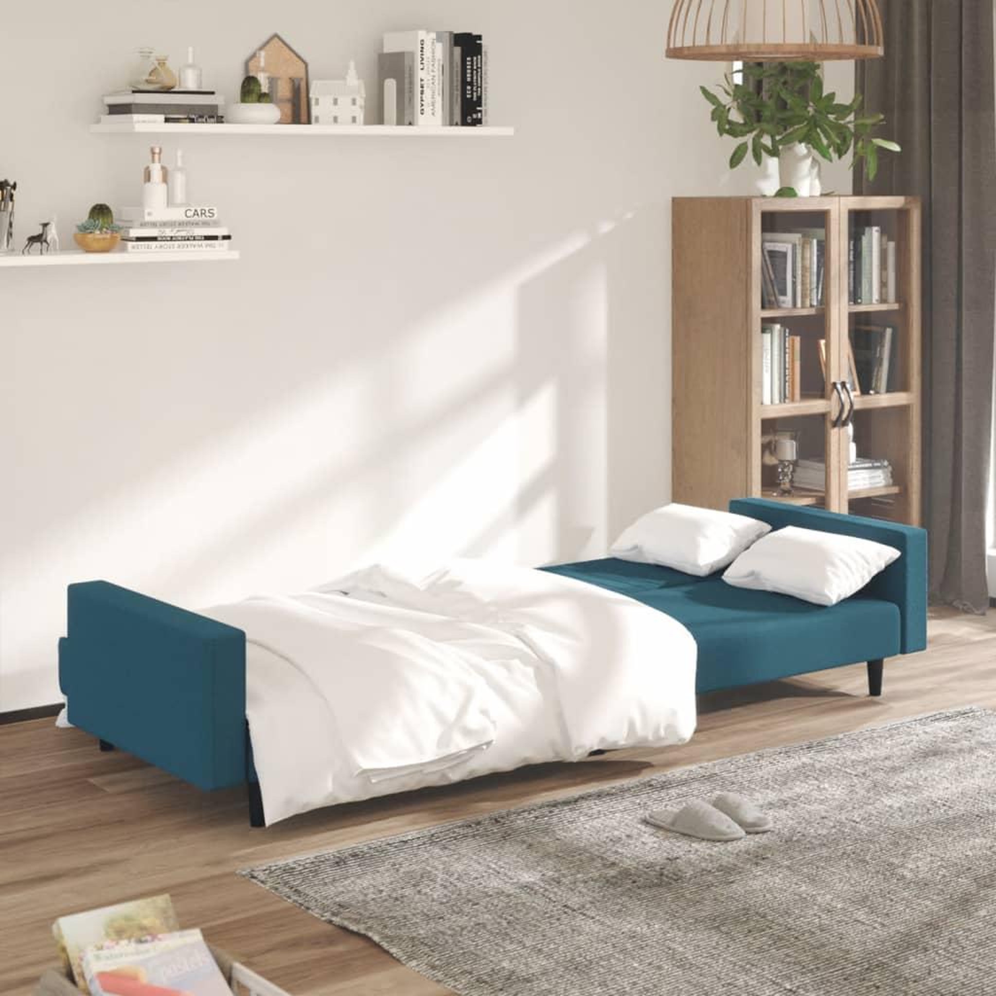 Voir la diapositive 3 : VIDAXL Canape-lit a 2 places Bleu Velours