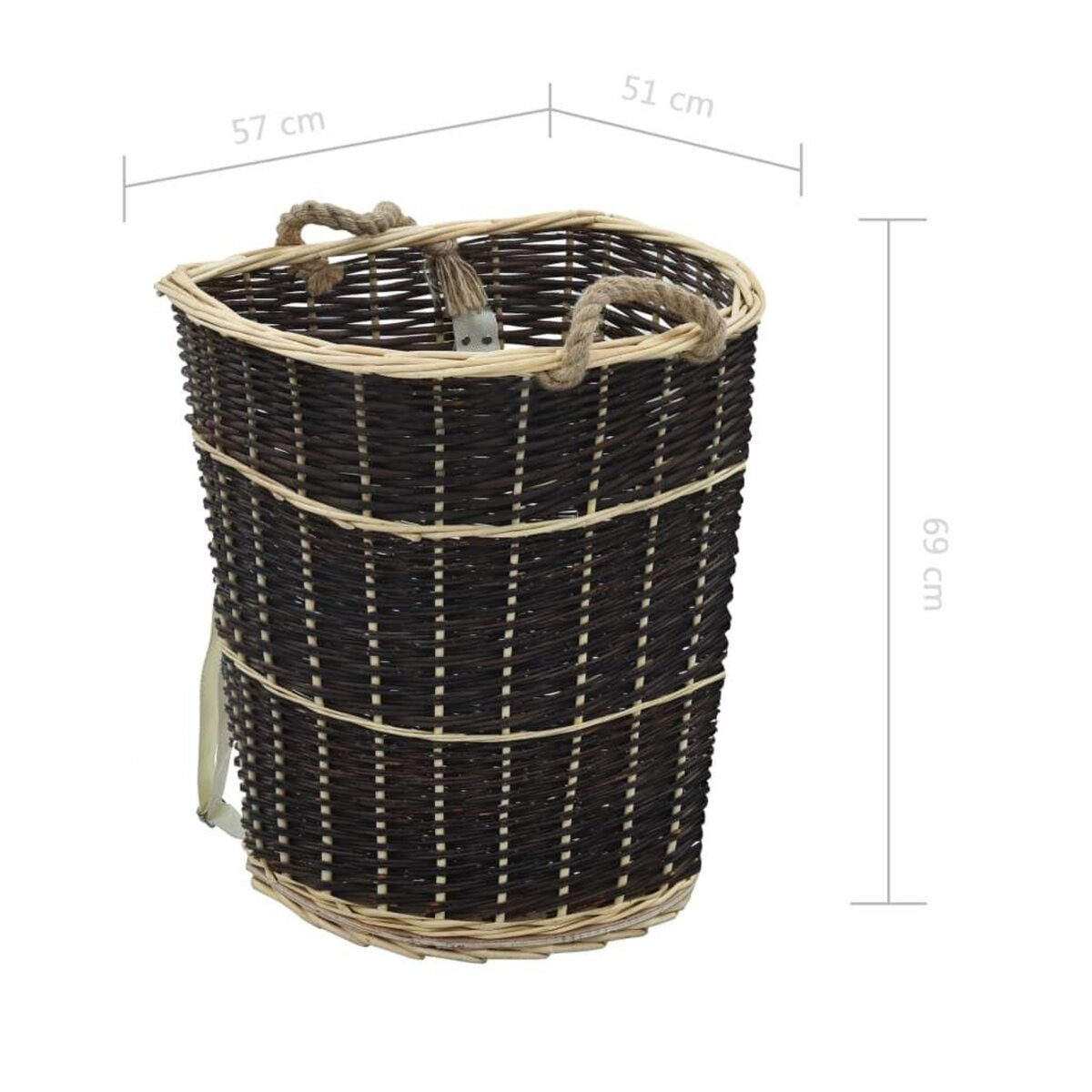 VIDAXL Sac a dos bois de chauffage sangles de transport 57x51x69 cm