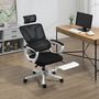 Voir la diapositive 4 : VINSETTO Fauteuil de bureau ergonomique inclinable réglable - repose-pied rétractable, support lombaires, tétière ajustable - blanc noir