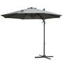 Voir la diapositive 5 : OUTSUNNY Parasol déporté octogonal inclinable rotatif 360° manivelle piètement acier mât alu. dim. Ø 2,95 x 2,5H m polyester haute densité gris