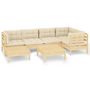 Voir la diapositive 2 : VIDAXL Salon de jardin 7 pcs avec coussins creme bois de pin massif