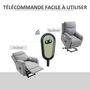 Voir la diapositive 6 : HOMCOM Fauteuil de relaxation électrique - fauteuil releveur inclinable avec repose-pied ajustable et télécommande - tissu polyester aspect lin gris clair chiné
