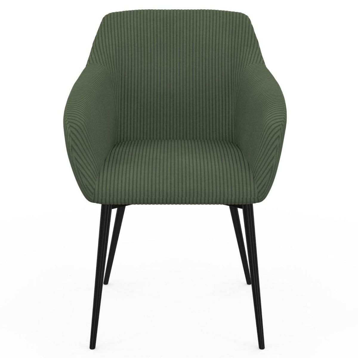 ID MARKET Lot de 2 chaises de salle à manger, fauteuils de table JANY en velours côtelé vert kaki