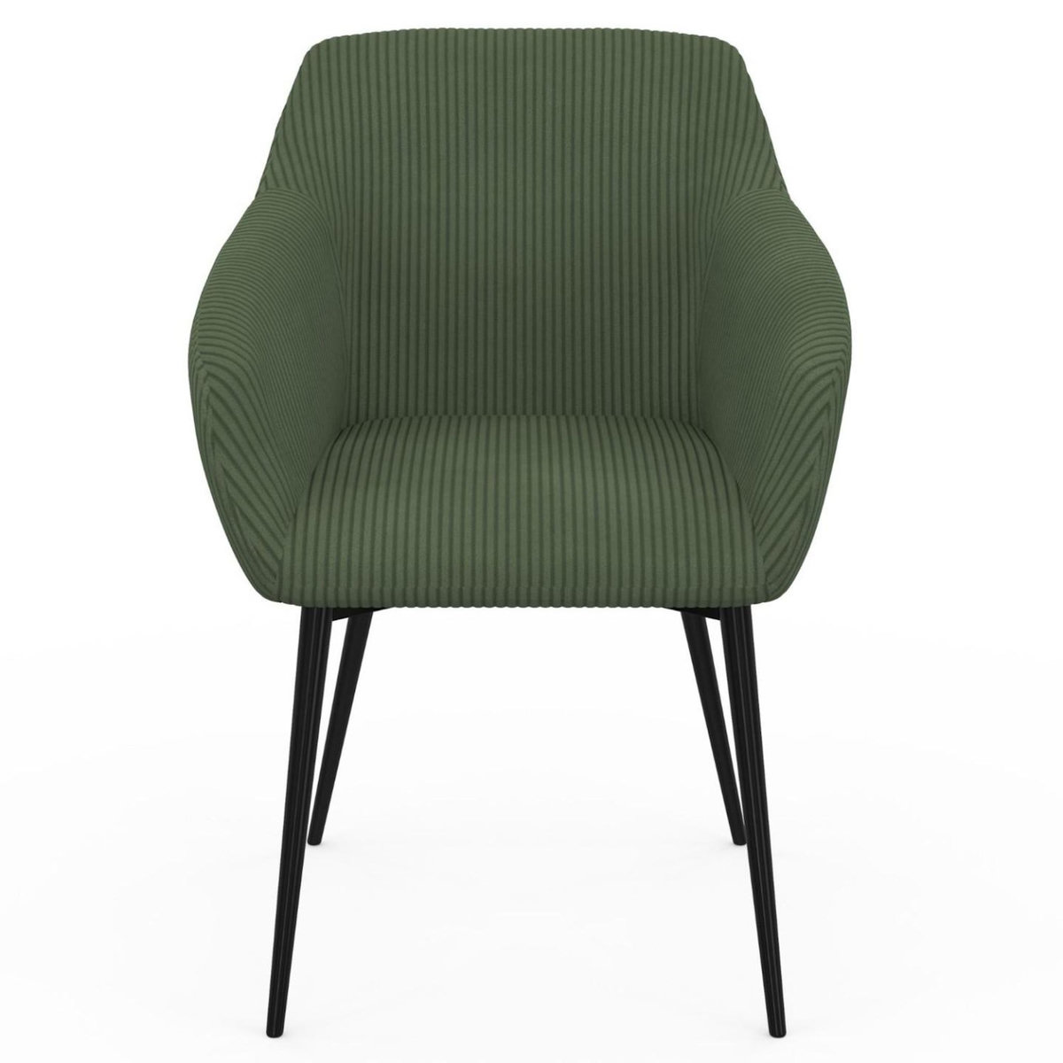 ID MARKET Lot de 2 chaises de salle à manger, fauteuils de table JANY en velours côtelé vert kaki