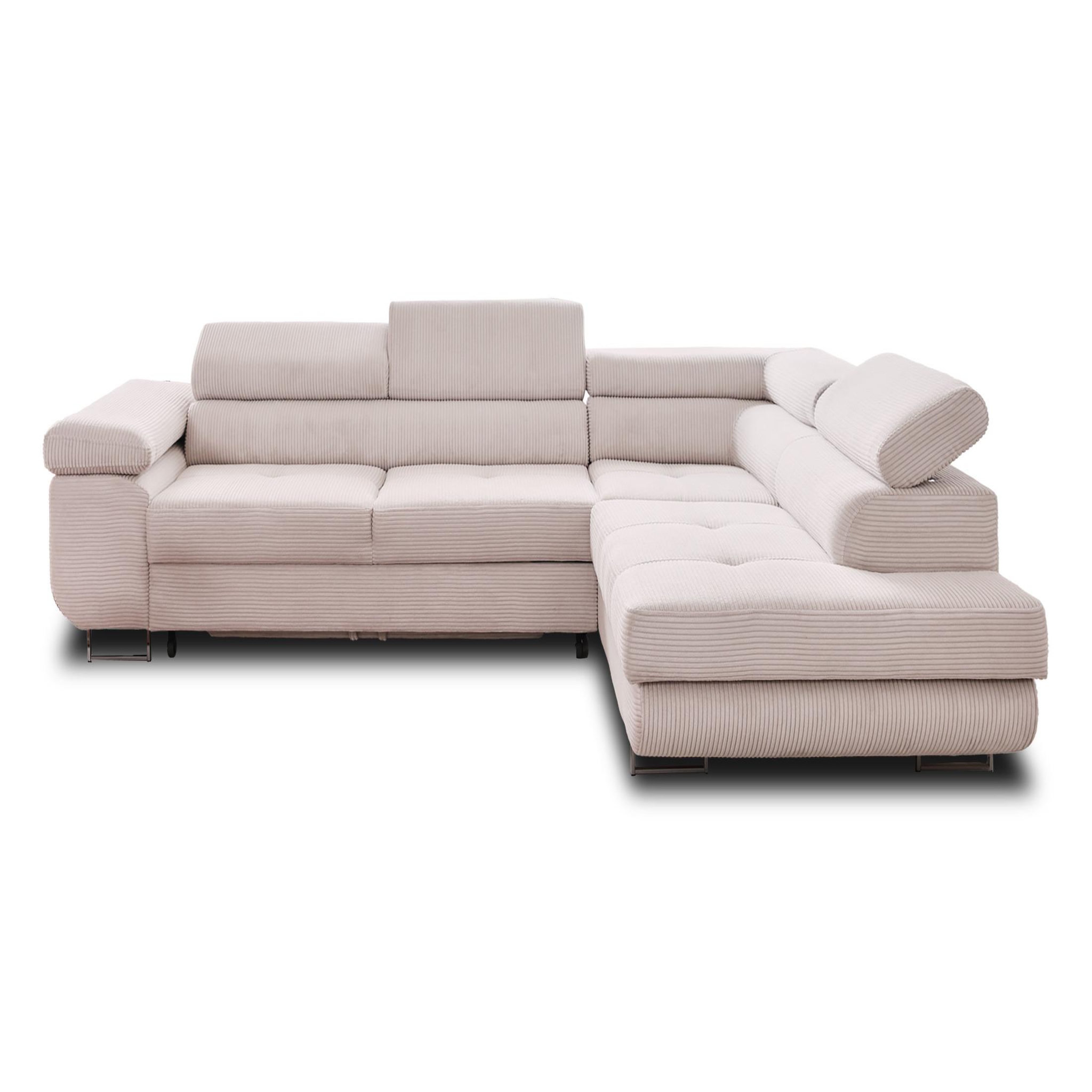 Voir la diapositive 1 : BEST MOBILIER Zaria - canapé d'angle droit - convertible avec coffre et têtières réglables - 5 places - en velours côtelé