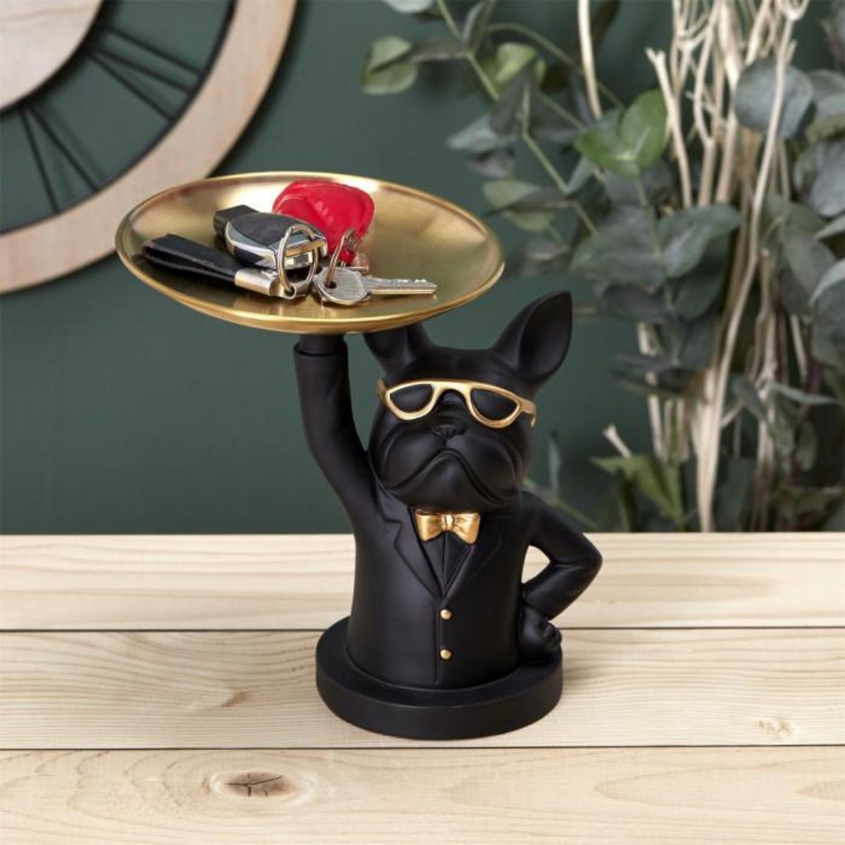 Paris Prix Statuette & Vide-Poche  Bulldog II  21cm Noir