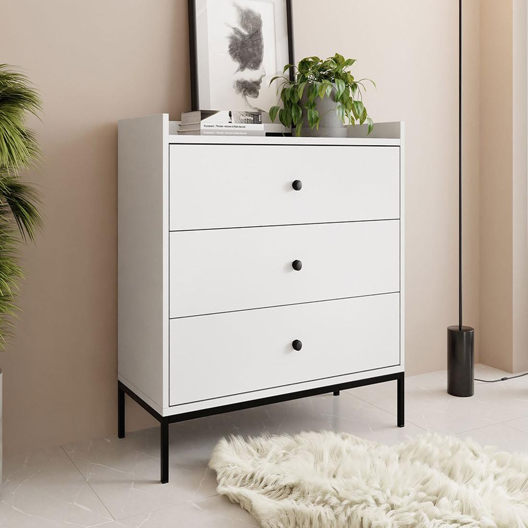 Voir la diapositive 4 : BEST MOBILIER Filipo - commode - blanc - 80 cm