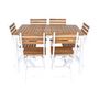 Voir la diapositive 5 : SWEEEK Table de jardin acacia avec coins arrondis, 8 chaises, 160 x 90 x 75 cm