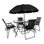 Voir la diapositive 1 : Paris Prix Ensemble Table de Jardin & 4 Chaises  Parasol  120cm Noir