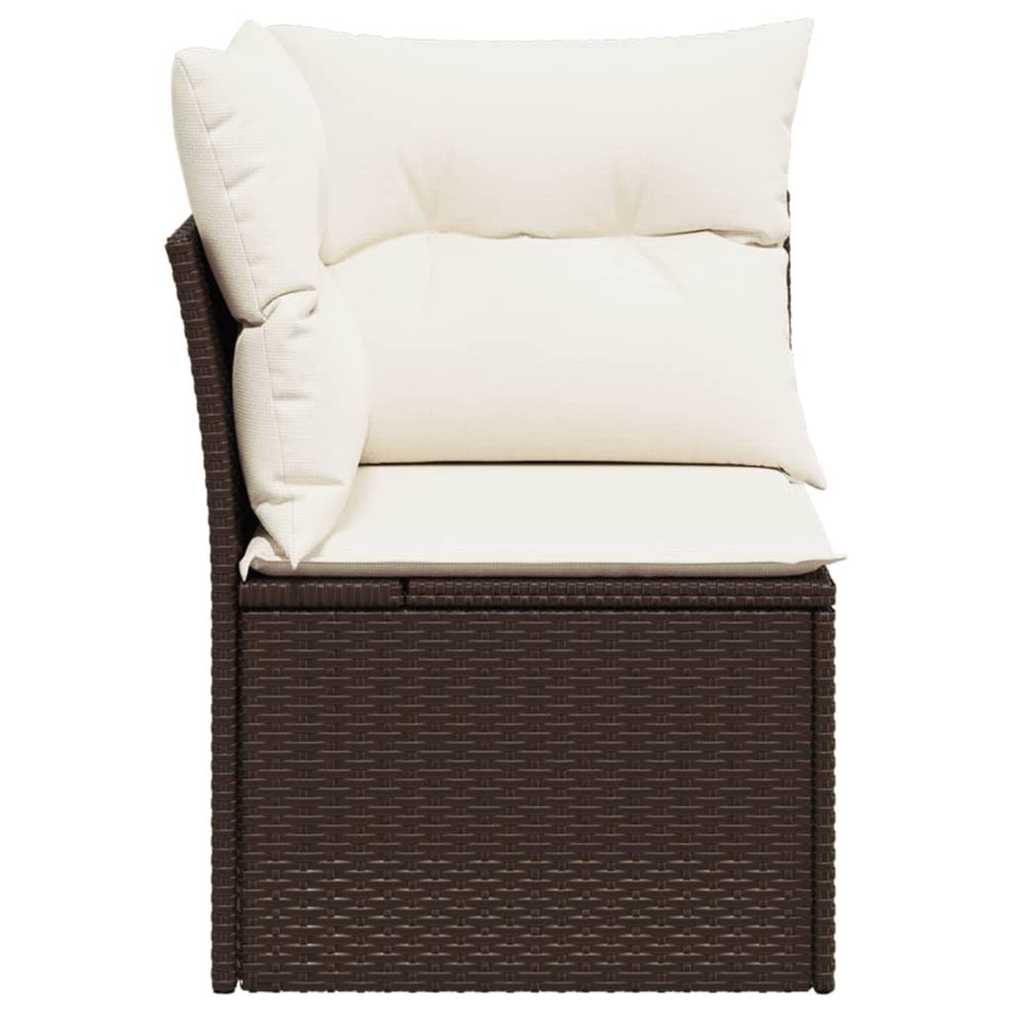 Voir la diapositive 5 : VIDAXL Canape d'angle de jardin avec coussins marron resine tressee