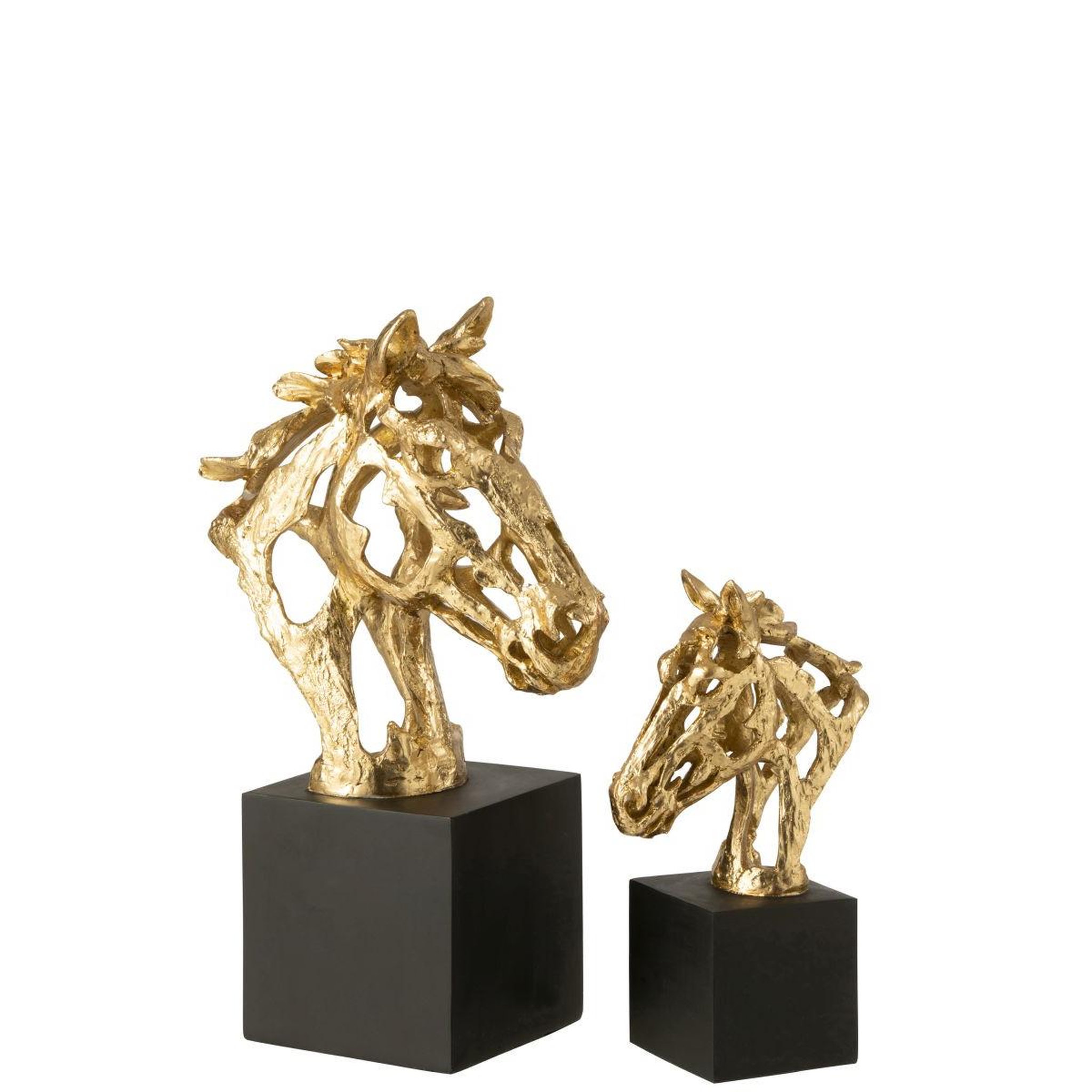 Voir la diapositive 5 : J-LINE Tête de cheval ajourée sur socle  hollywood  40cm doré