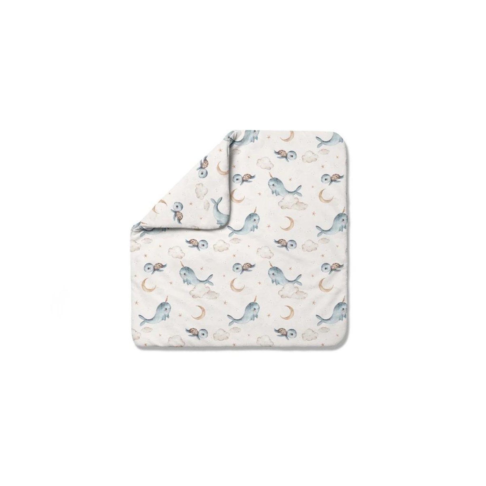 WALDIN Couette bébé 75 × 75 cm - motif baleine, beige