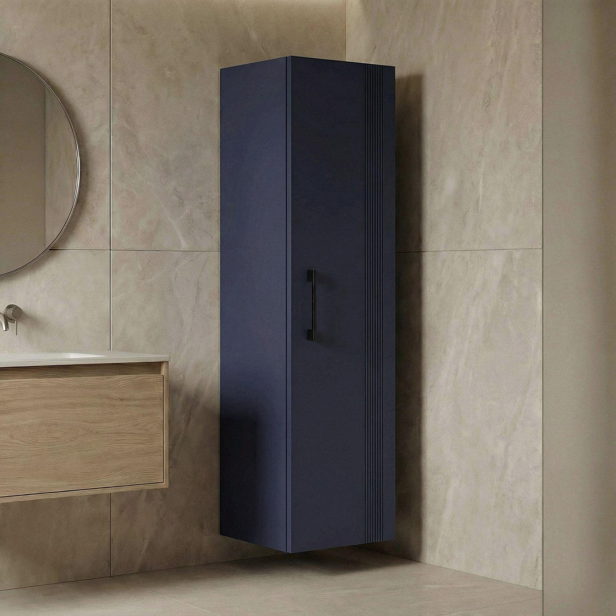 Voir la diapositive 2 : Habitat et Jardin Armoire de Salle de Bain  Bari 40  - 40 x 32 x 138 cm - Matte Navy Blue