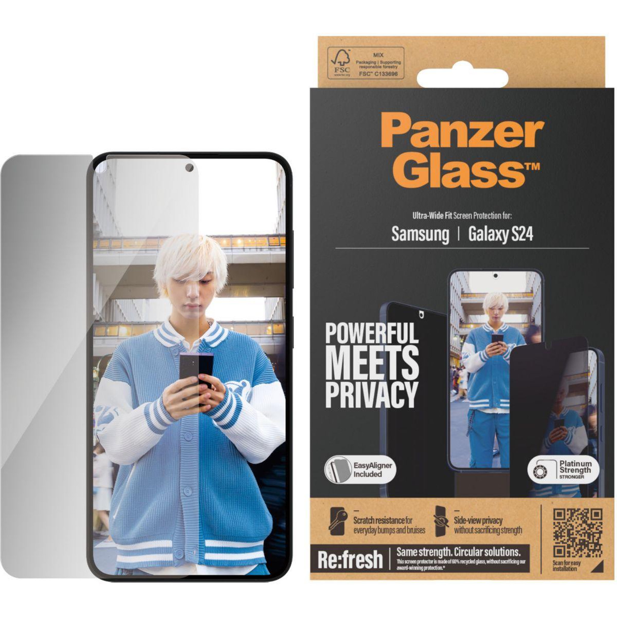 Voir la diapositive 2 : PANZERGLASS Protège écran samsung s24 privacy uwf