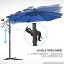 Voir la diapositive 5 : OUTSUNNY Parasol déporté octogonal inclinable rabattable diamètre 2,97 m parasol de jardin avec pied en croix bleu