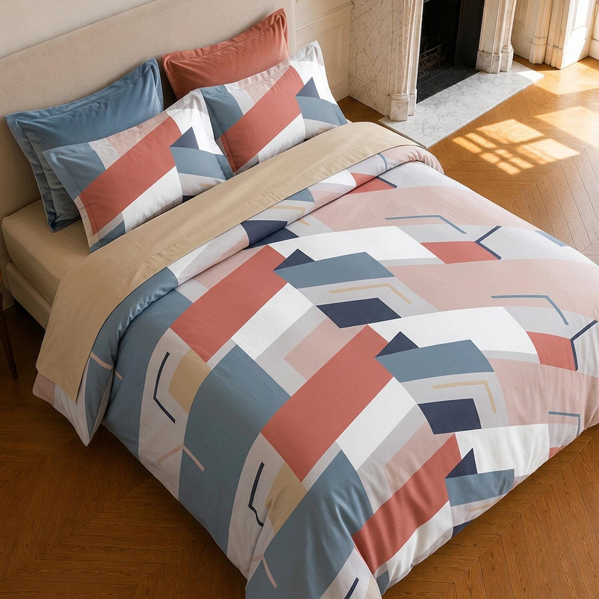 Voir la diapositive 4 : Home collection Parure housse de couette imprimée 100% microfibre - pepite - 220x240 cm