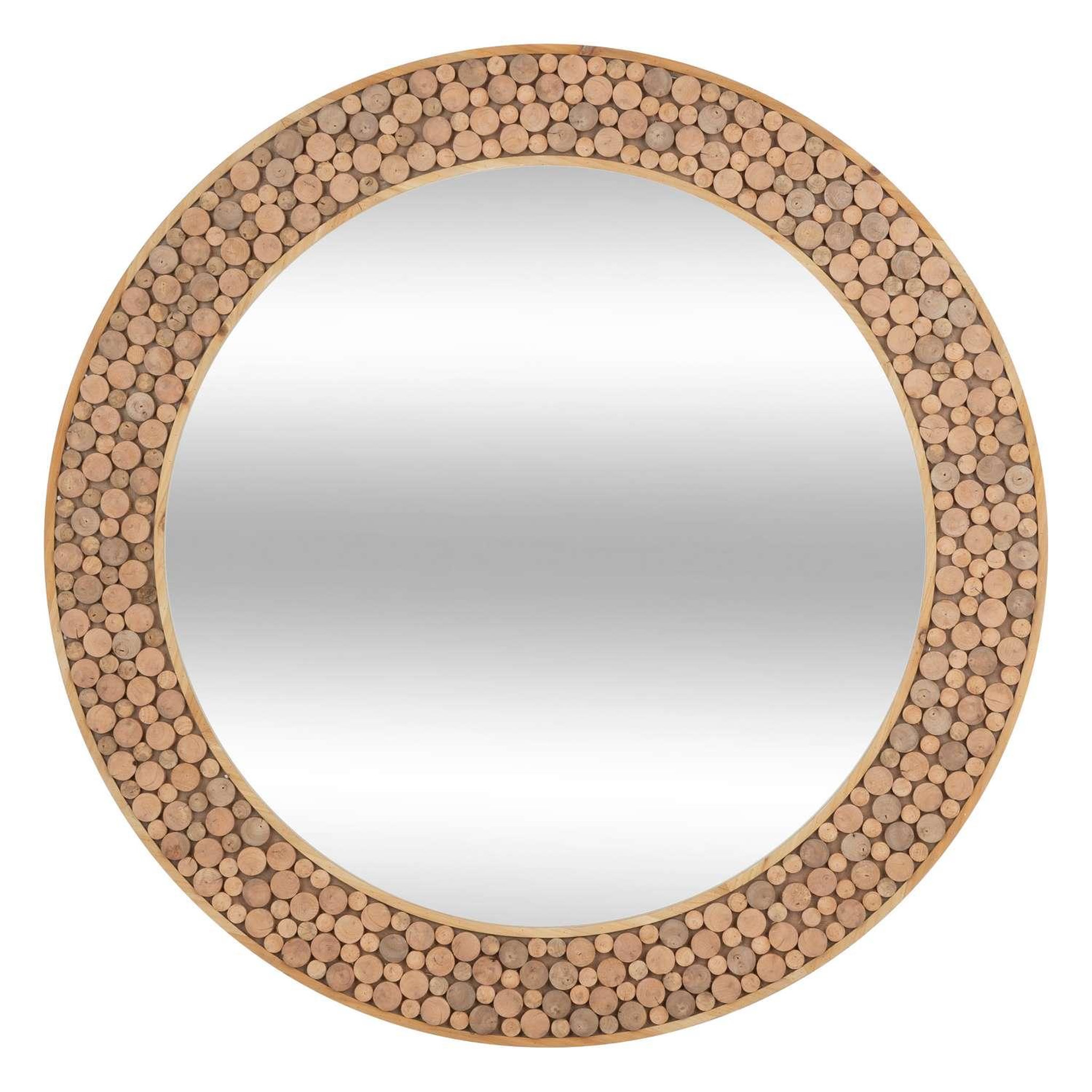 ATMOSPHERA Miroir en bois RONDIN - Diam 90 cm - Marron