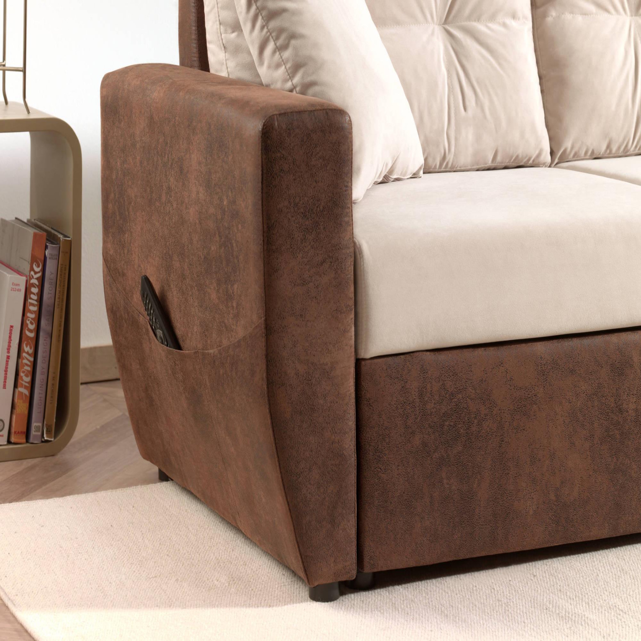 Voir la diapositive 5 : BEST MOBILIER Astoria - canapé d'angle réversible - convertible avec coffre - velours et microfibre - 4 places