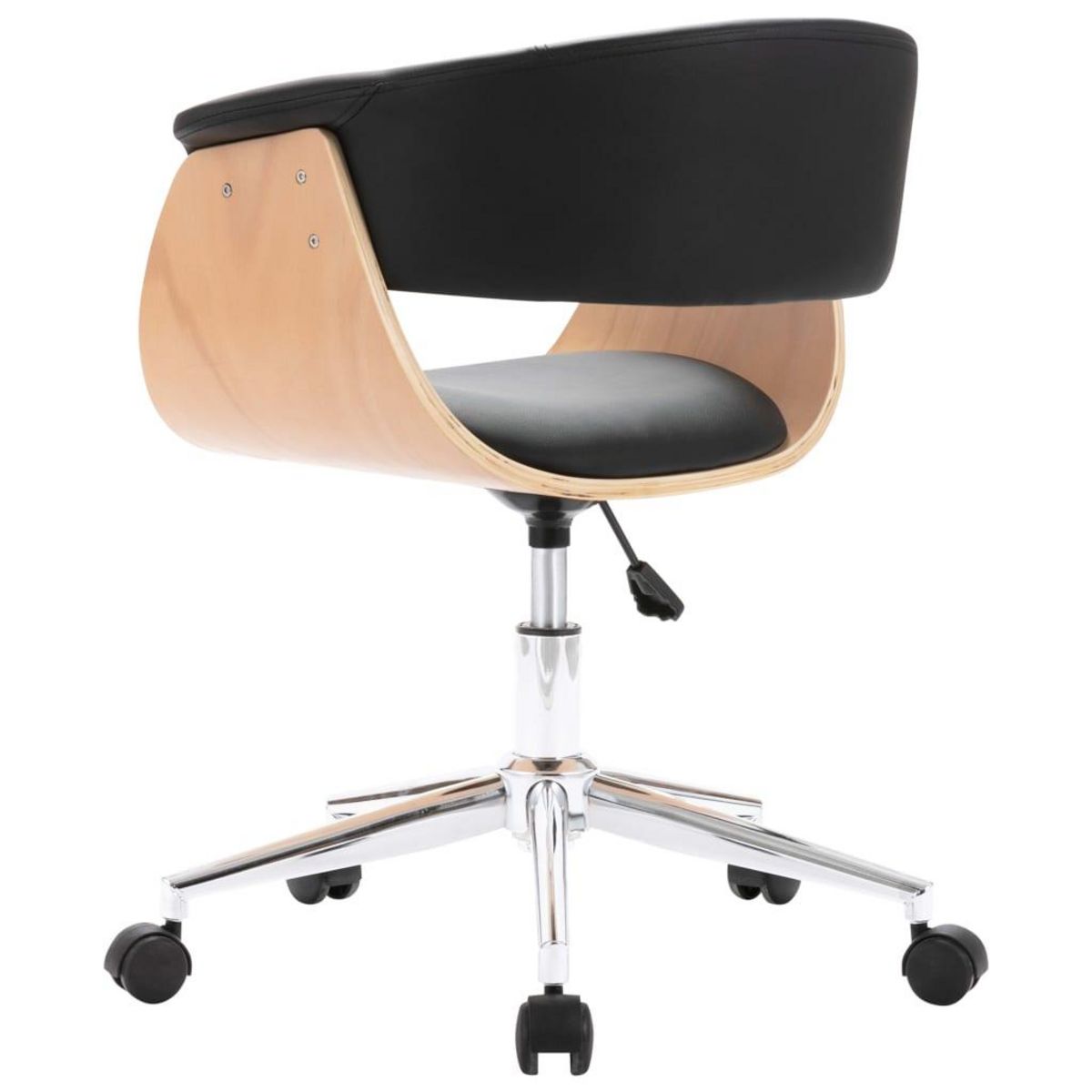 VIDAXL Chaise pivotante de bureau Noir Bois courbe et similicuir