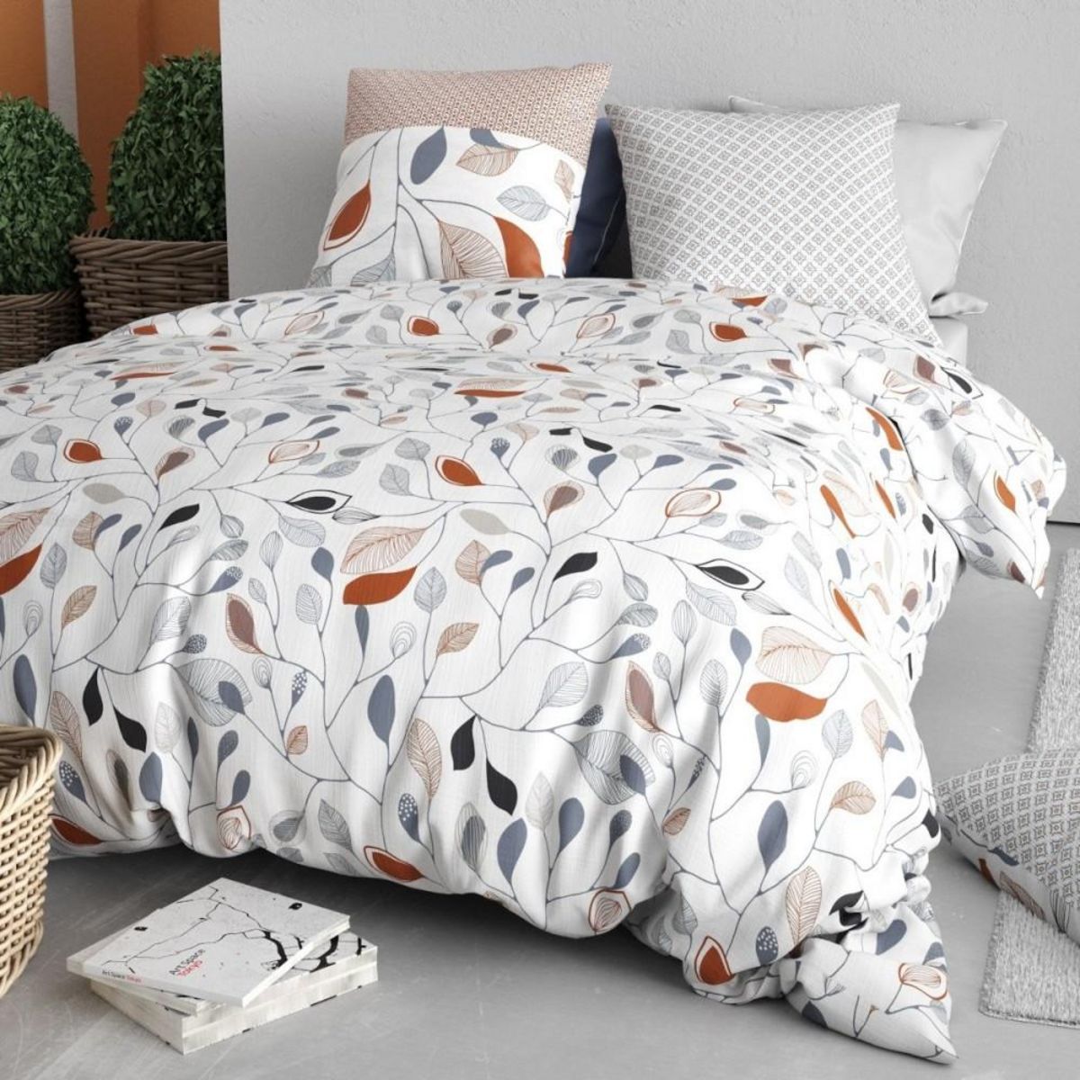 ATELIER DU COTON Housse de couette 240x220 + 2 taies en coton 57 fils