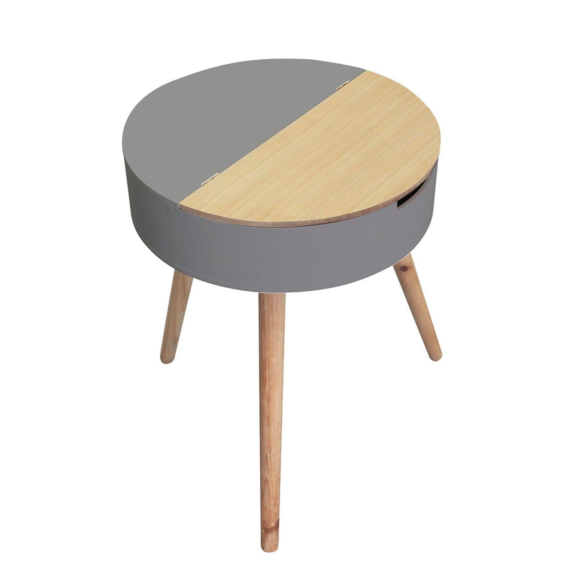 The Home Deco Factory Table d'appoint coffre Scandinave - Diam. 45 cm. Coloris disponibles : Gris