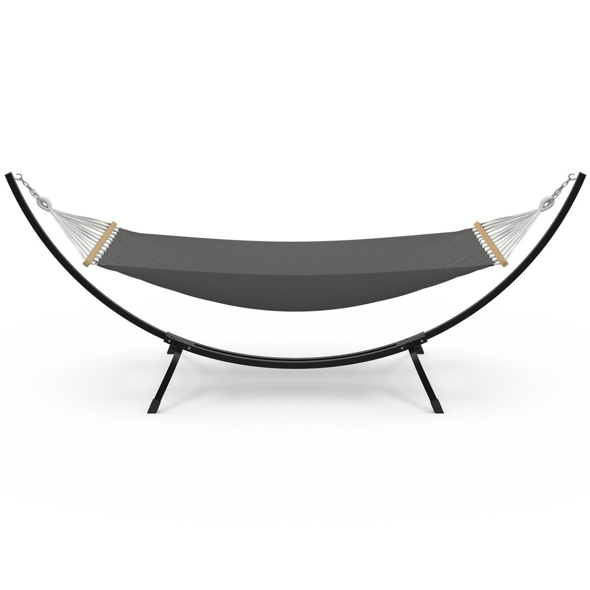 Voir la diapositive 3 : ID MARKET Hamac xl avec support métal noir et toile gris anthracite