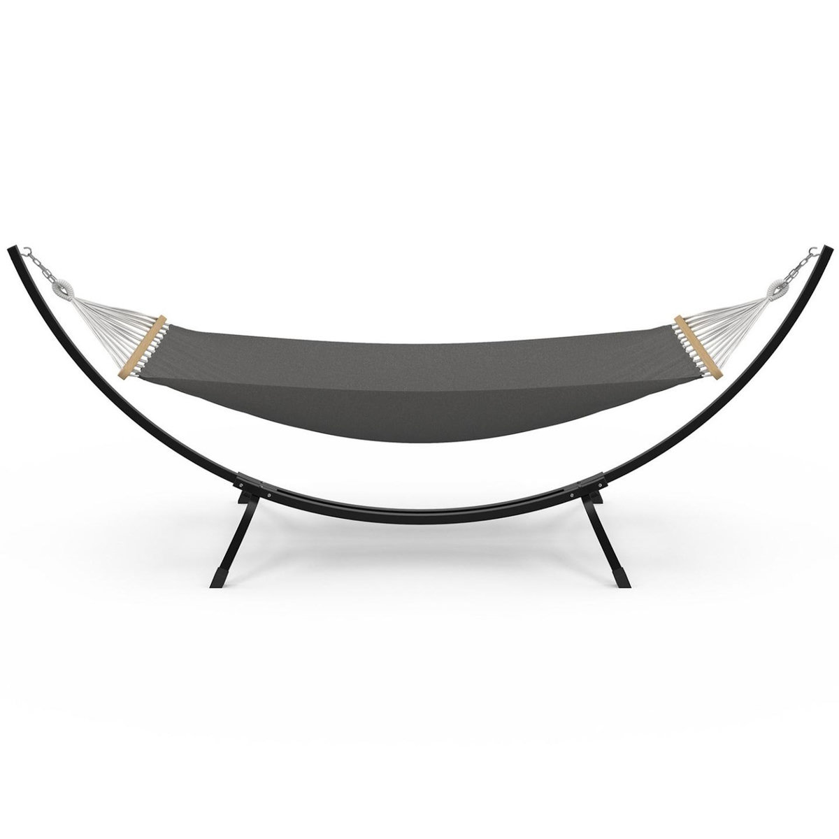 ID MARKET Hamac XL avec support métal noir et toile gris anthracite