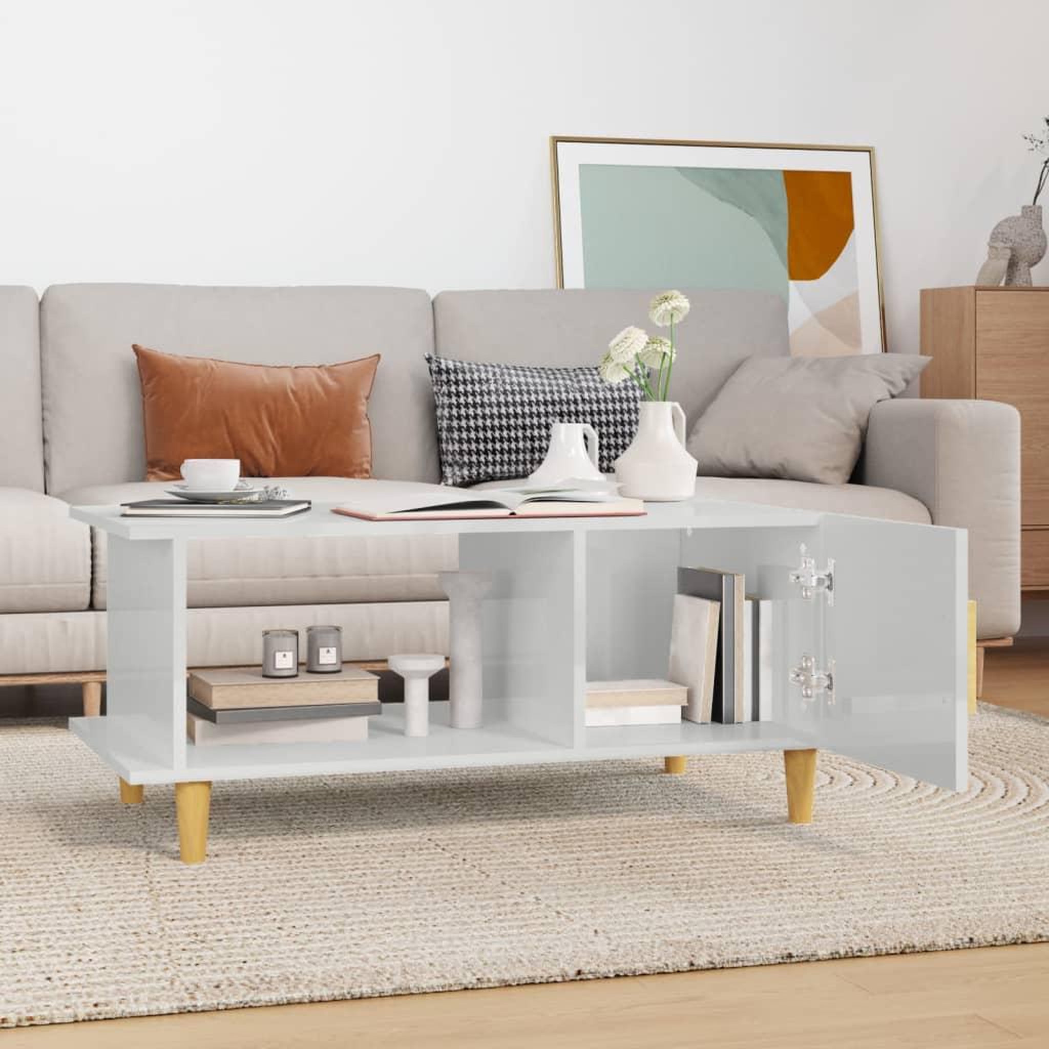 Voir la diapositive 3 : VIDAXL Table basse Blanc brillant 90x50x40 cm Bois d'ingenierie
