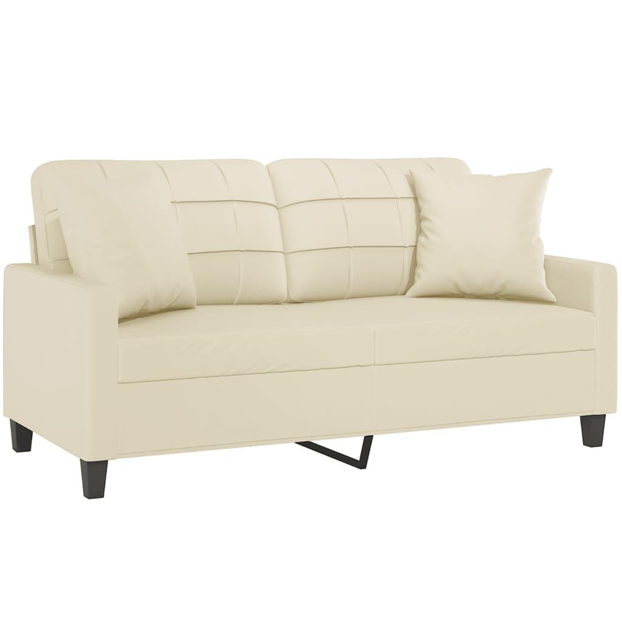 Voir la diapositive 3 : VIDAXL Canape 2 places avec oreillers creme 140 cm similicuir