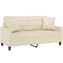 Voir la diapositive 3 : VIDAXL Canape 2 places avec oreillers creme 140 cm similicuir