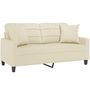 Voir la diapositive 3 : VIDAXL Canape 2 places avec oreillers creme 140 cm similicuir