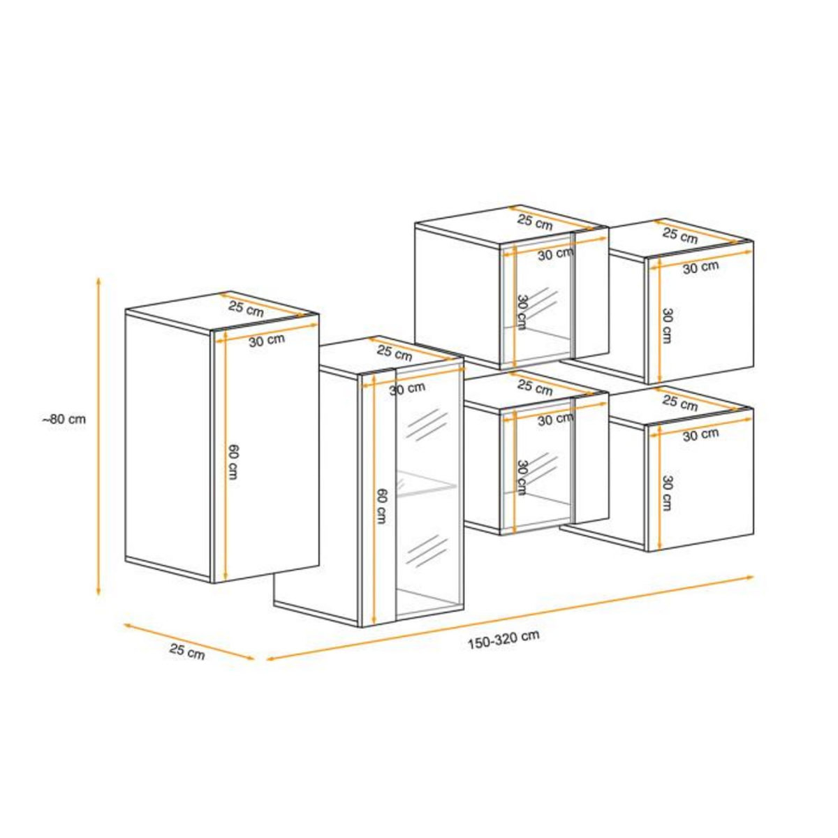 Paris Prix Meuble de Rangement  Switch SBIV  320cm Gris & Blanc