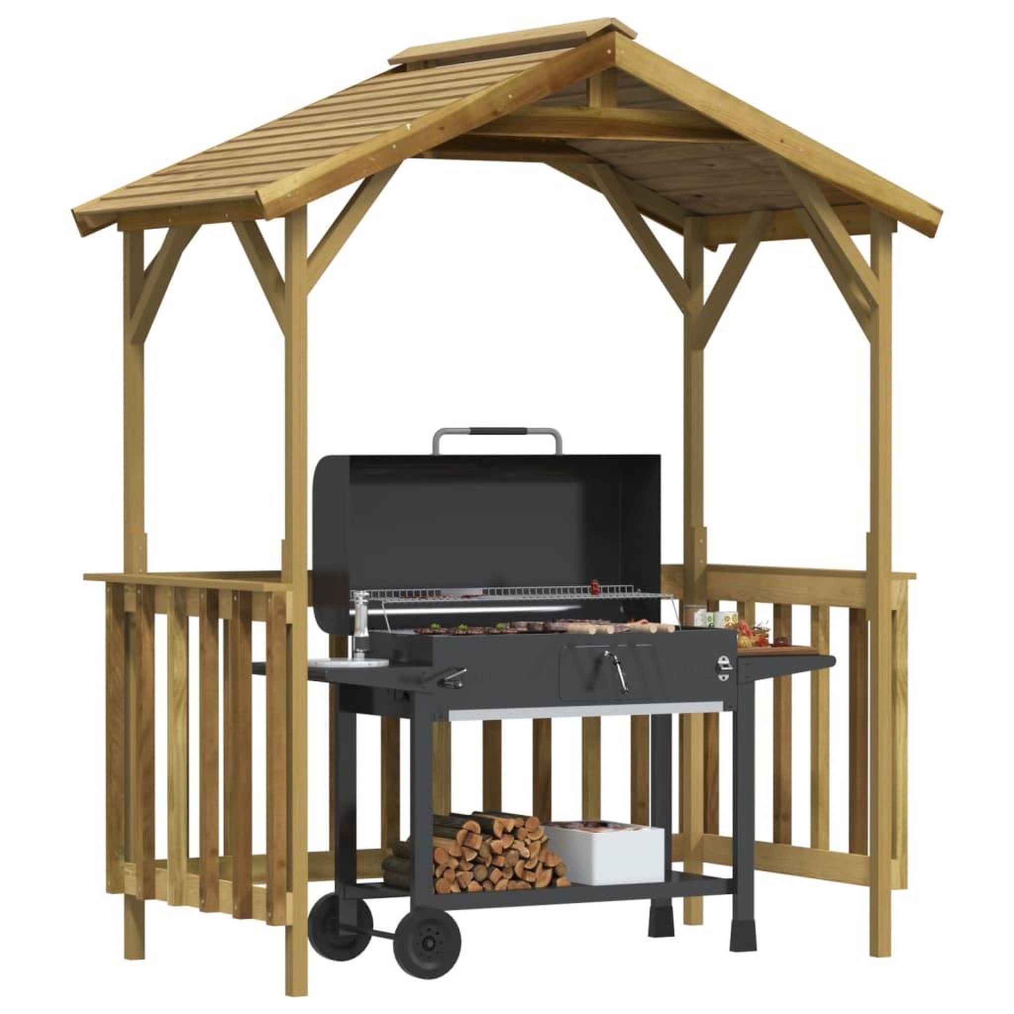 Voir la diapositive 2 : VIDAXL Abri de barbecue 163,5x93x210 cm Bois de pin impregne