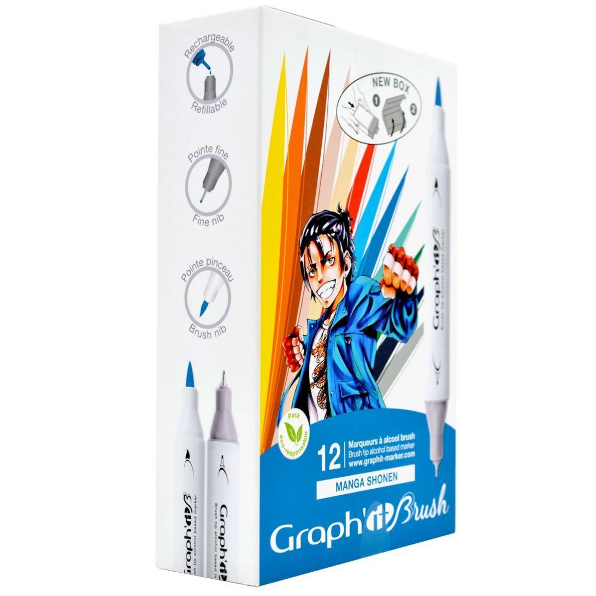 Graph it Set 12 marqueurs Graph'It Brush & Extra Fine - Manga Shonen