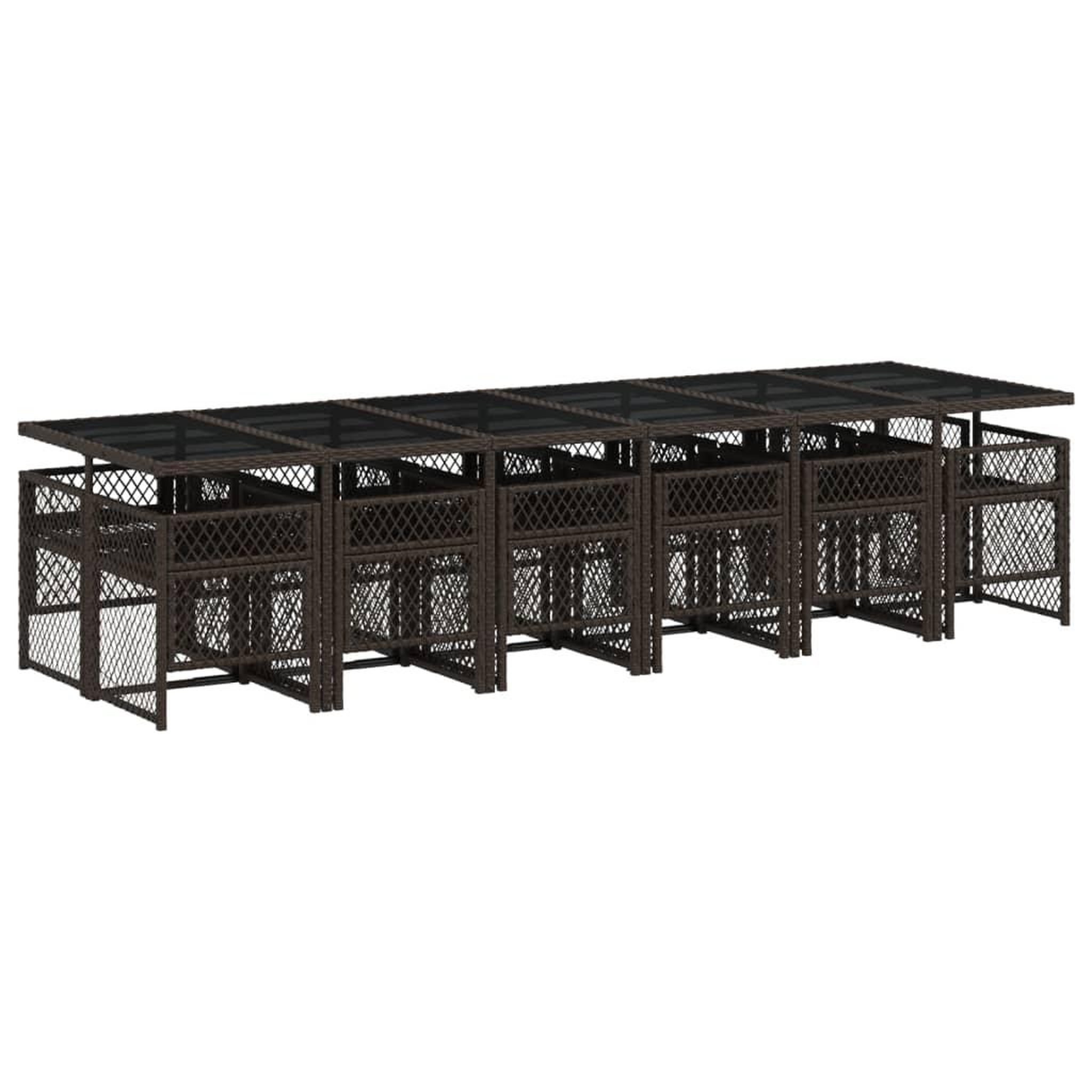 Voir la diapositive 5 : VIDAXL Ensemble a manger de jardin avec coussins 13 pcs marron rotin