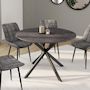 Voir la diapositive 2 : ID MARKET Table à manger ronde JASPE 6 personnes plateau effet béton pied araignée gris anthracite 110 cm