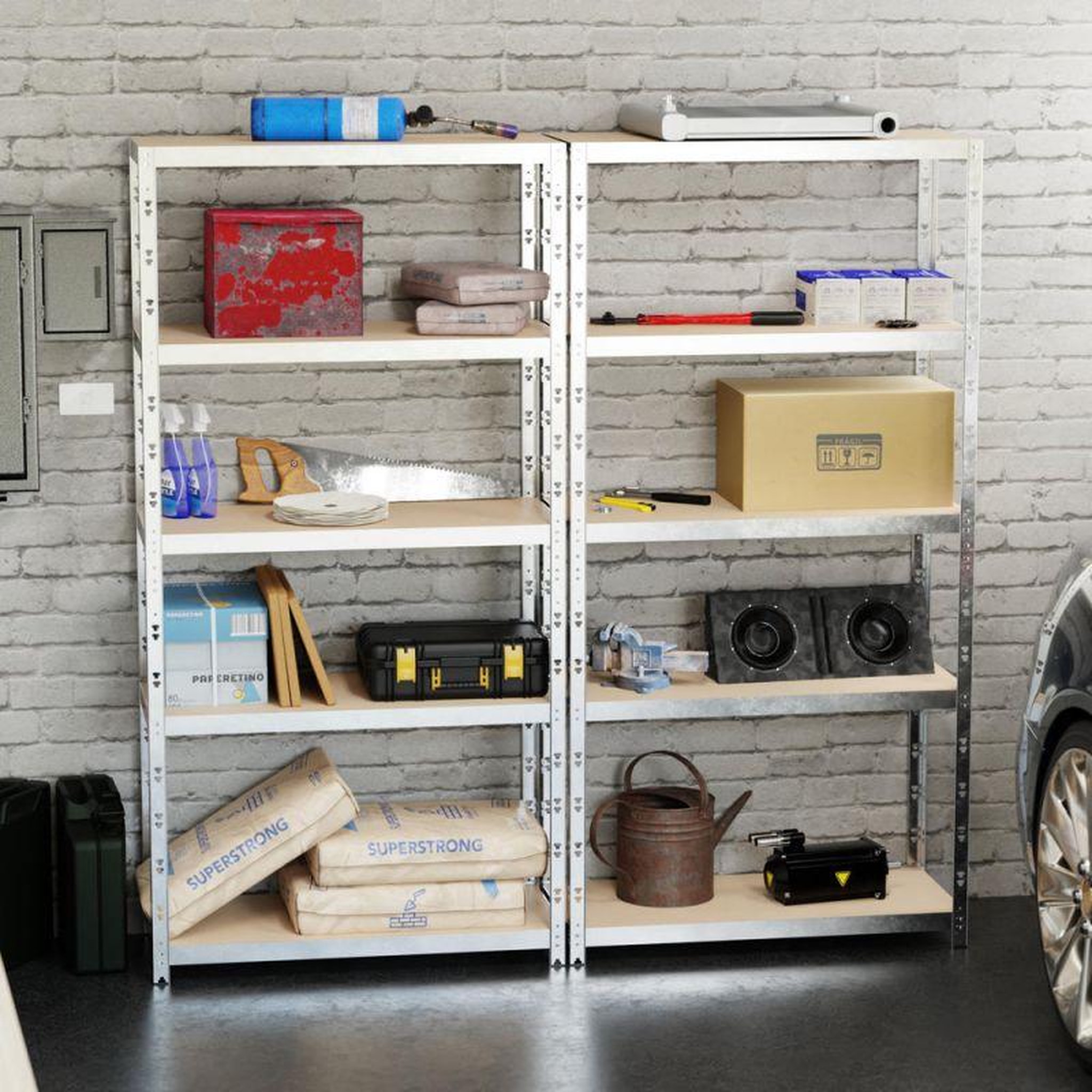 Voir la diapositive 5 : EUROSPEN Lot de 2 Etagères de rangement modulables et polyvalentes pour atelier, garage, cave... Charge Lourde max 875kg x2