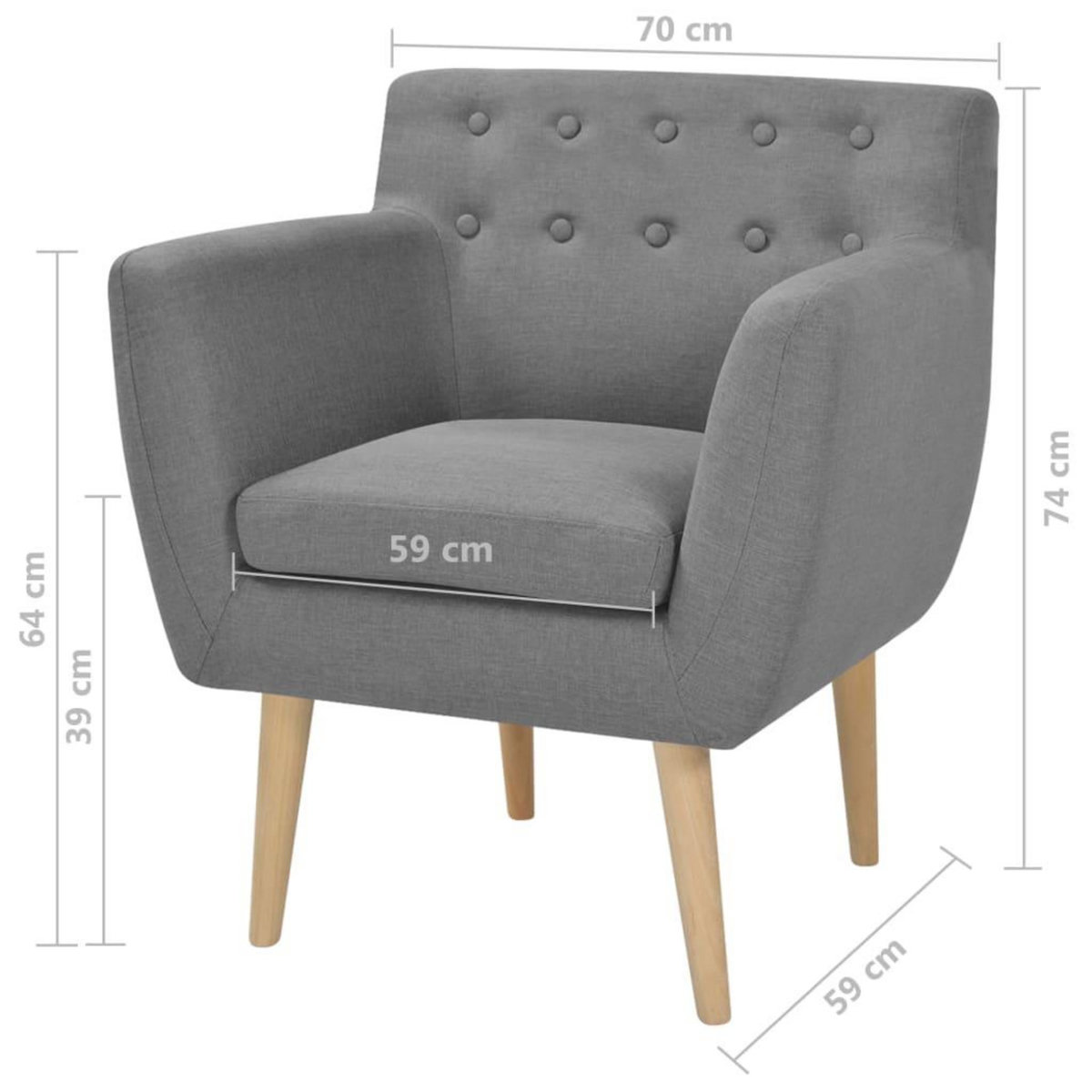VIDAXL Fauteuil gris clair tissu