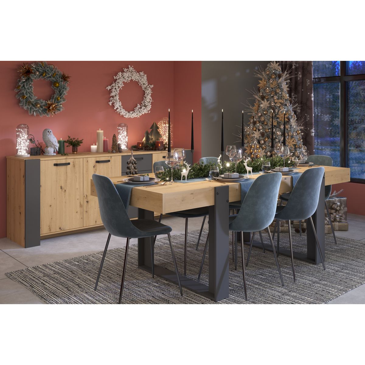 Table de séjour fixe style industriel L224cm TRAVEL 