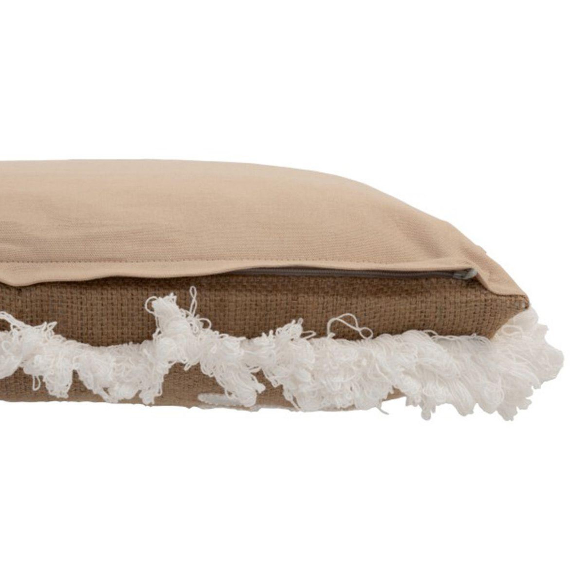 Voir la diapositive 3 : J-LINE Coussin déco en jute  miroirs  45x47cm naturel