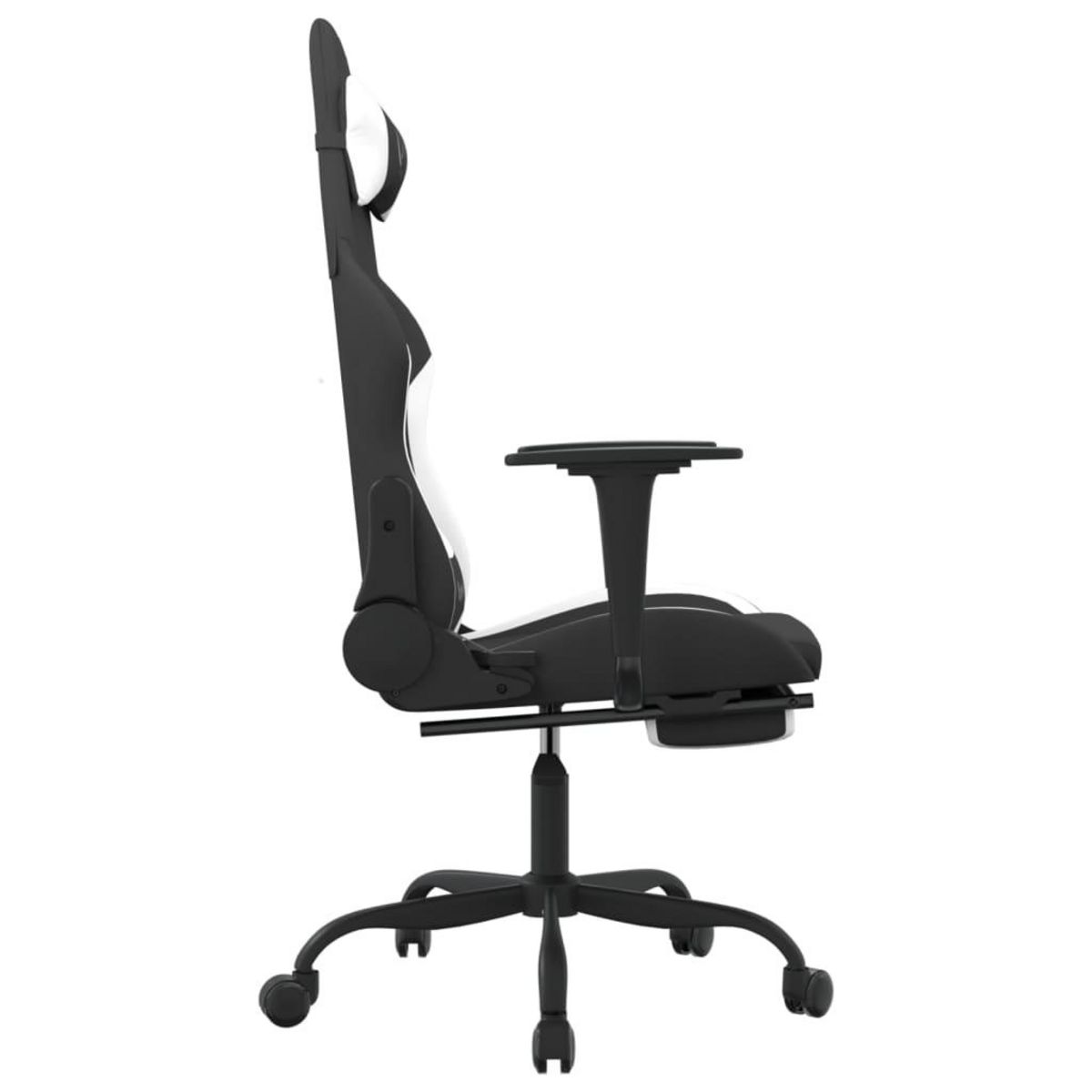 VIDAXL Chaise de jeu de massage avec repose-pied Noir et blanc Tissu