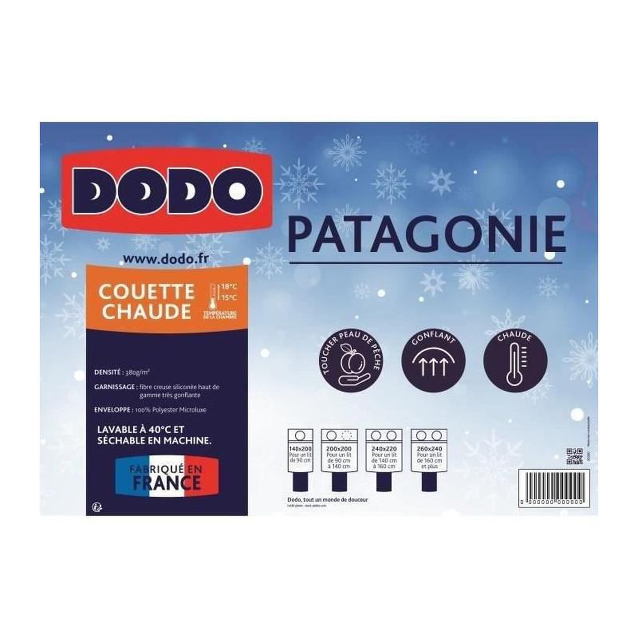 Voir la diapositive 2 : DODO DODO Couette chaude Patagonie blanc - 200x200 cm