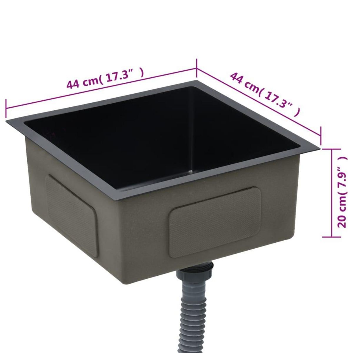 VIDAXL Evier de cuisine fait a la main Noir Acier inoxydable