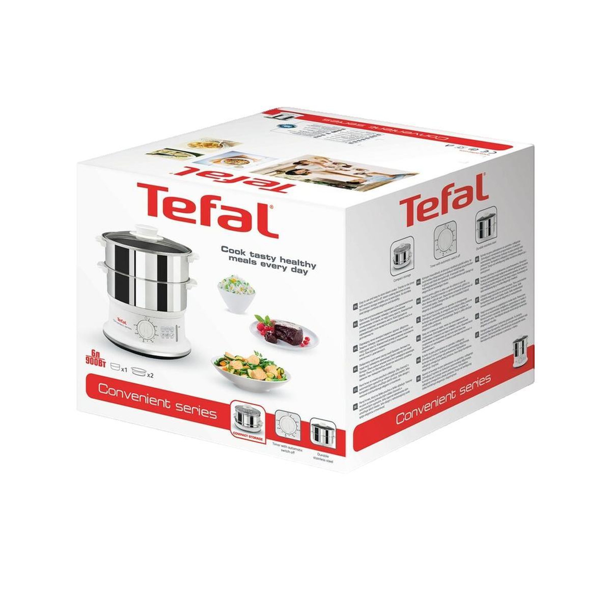 Voir la diapositive 2 : TEFAL Cuiseur vapeur vc1451 900W 2 paniers