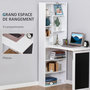 Voir la diapositive 4 : HOMCOM Bureau mural pliable table murale rabattable suspendue sur pied avec bibliothèque tableau à craie intégré panneaux particules blanc