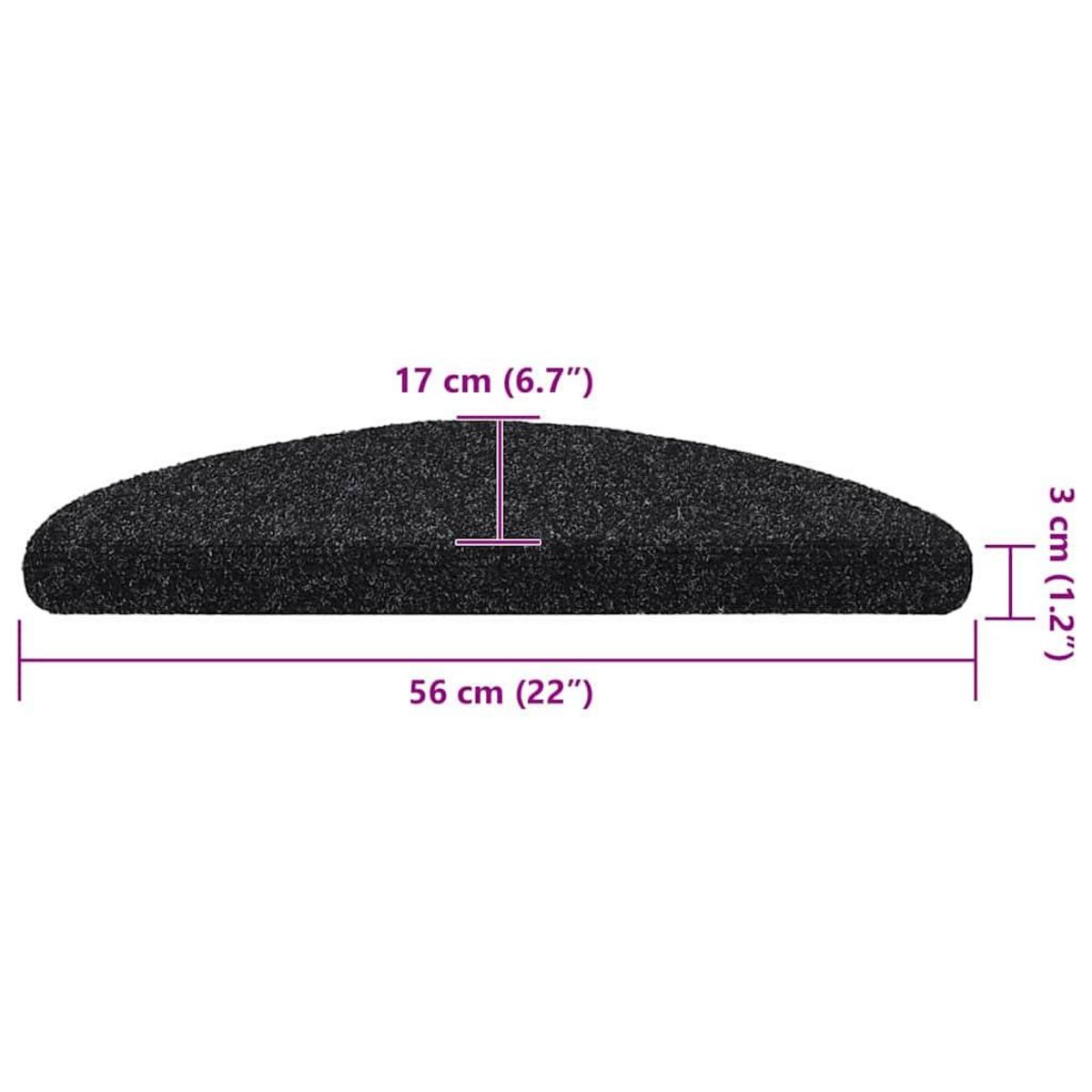 VIDAXL Tapis d'escalier auto-adhesifs 30 pcs noir 56x17x3 cm